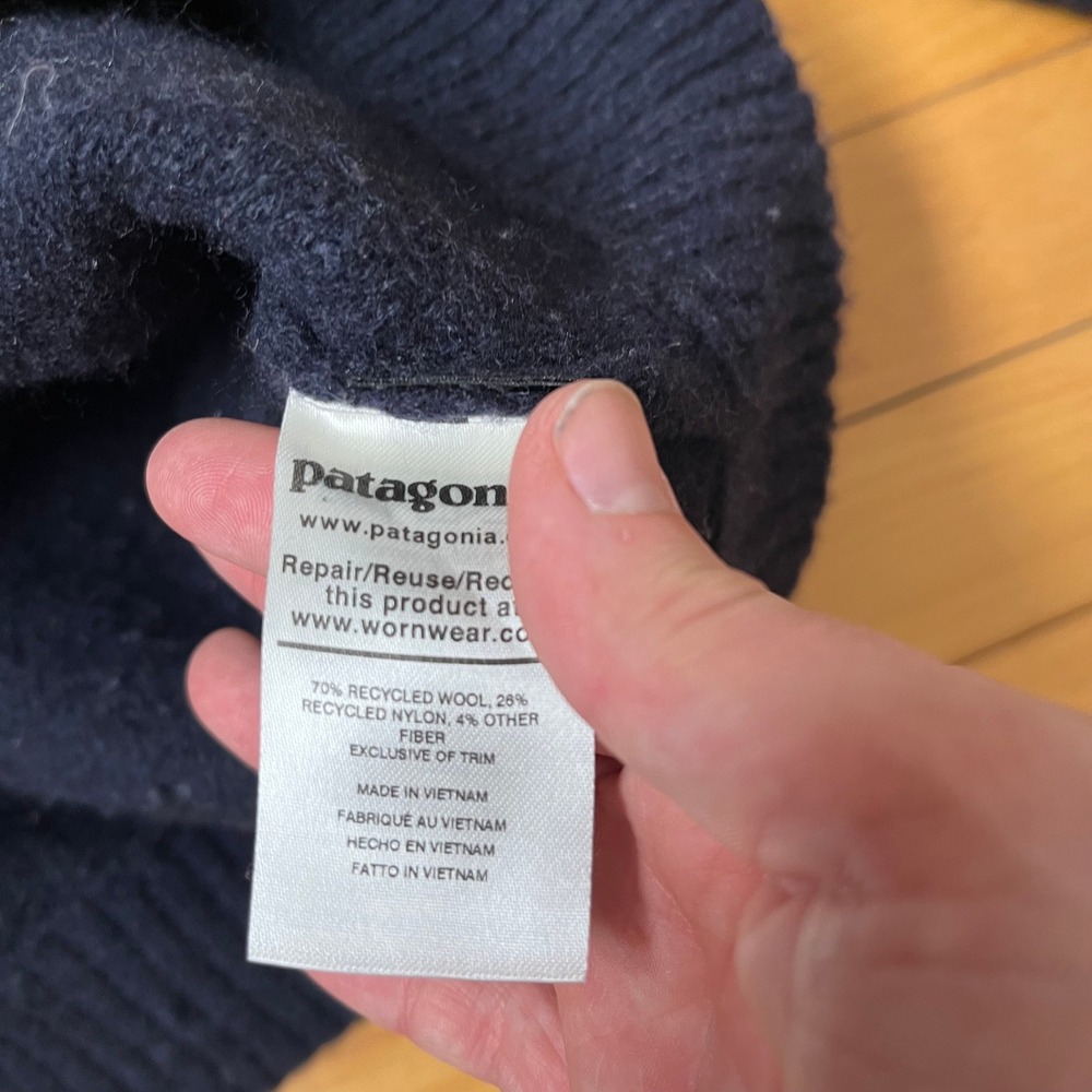 Patagonia Mens Navy Blue Recycled Wool Blend Fair Isle Crewneck Sweater Large - Picture 6 of 6